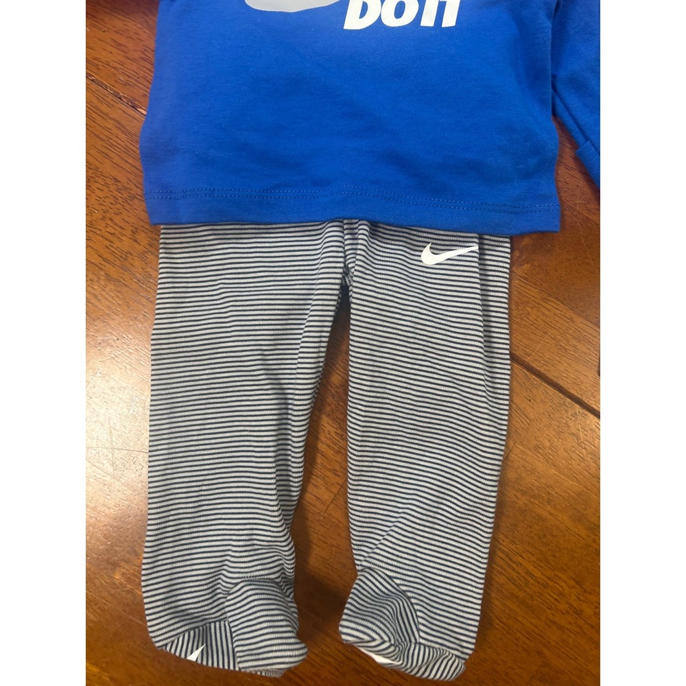 Nike 3-Piece Set Newborn Blue Striped Just Do It Bodysuit Pants Hat 56H467-U89 - Picture 5 of 8